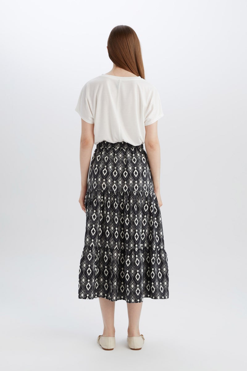 DeFacto Black Woman Patterned Aerobin Midi Skirt Casual - Image 5